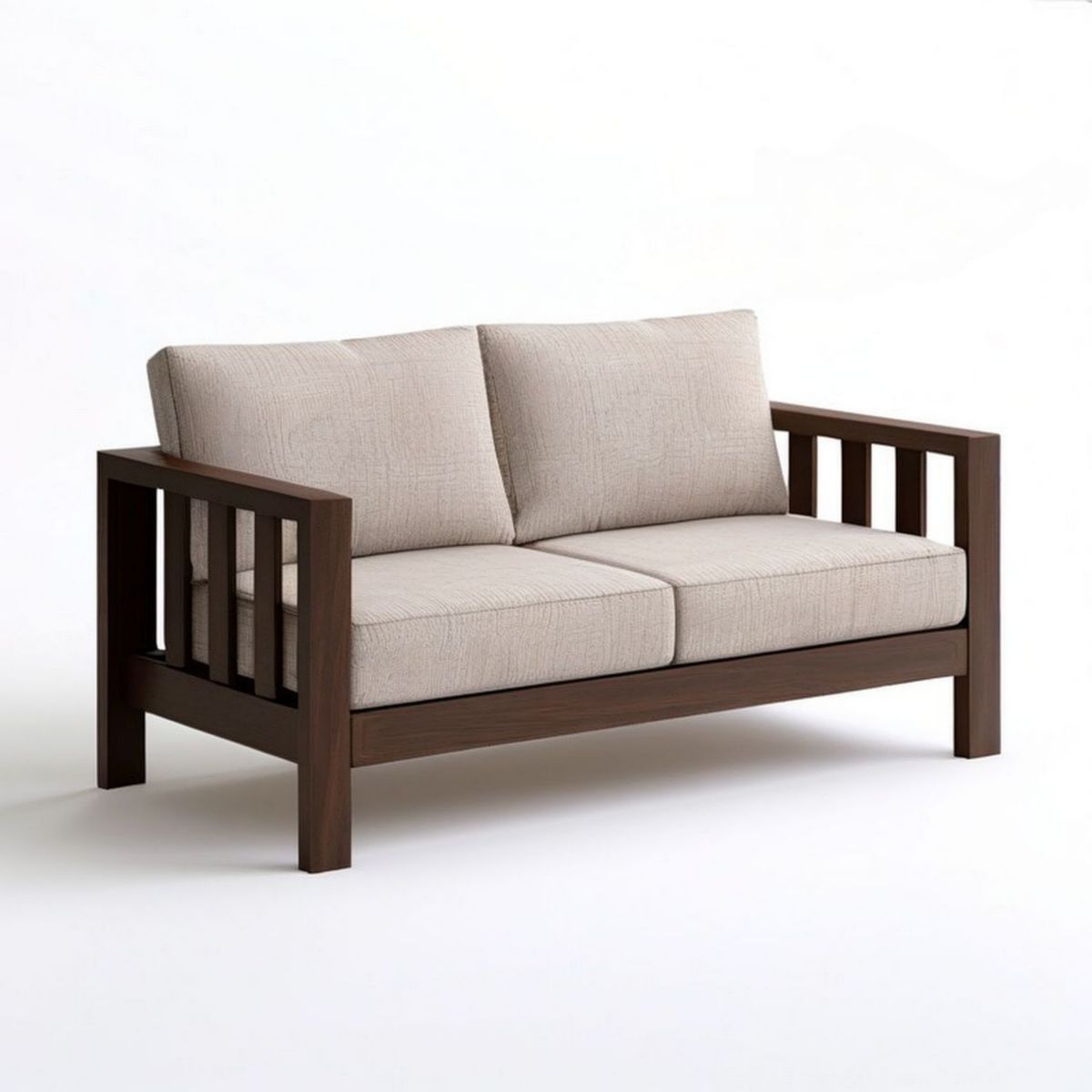 Dwuosobowa sofa ogrodowa z drewna akacjowego 126 x 70 x 78 cm Ciemnobrązowa/Beżowa