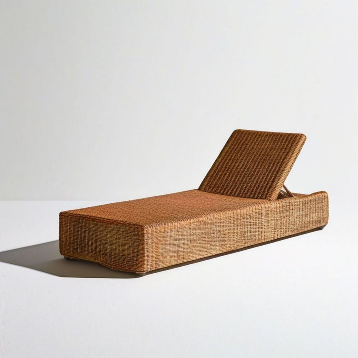 Brązowy leżak z technorattanu PE z regulowanym oparciem, 200 x 70 x 35/85 cm