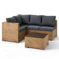 Narożny zestaw ogrodowy z technorattanu PE ze stolikiem 190 × 140 × 65 cm Brązowy/Ciemnoszary